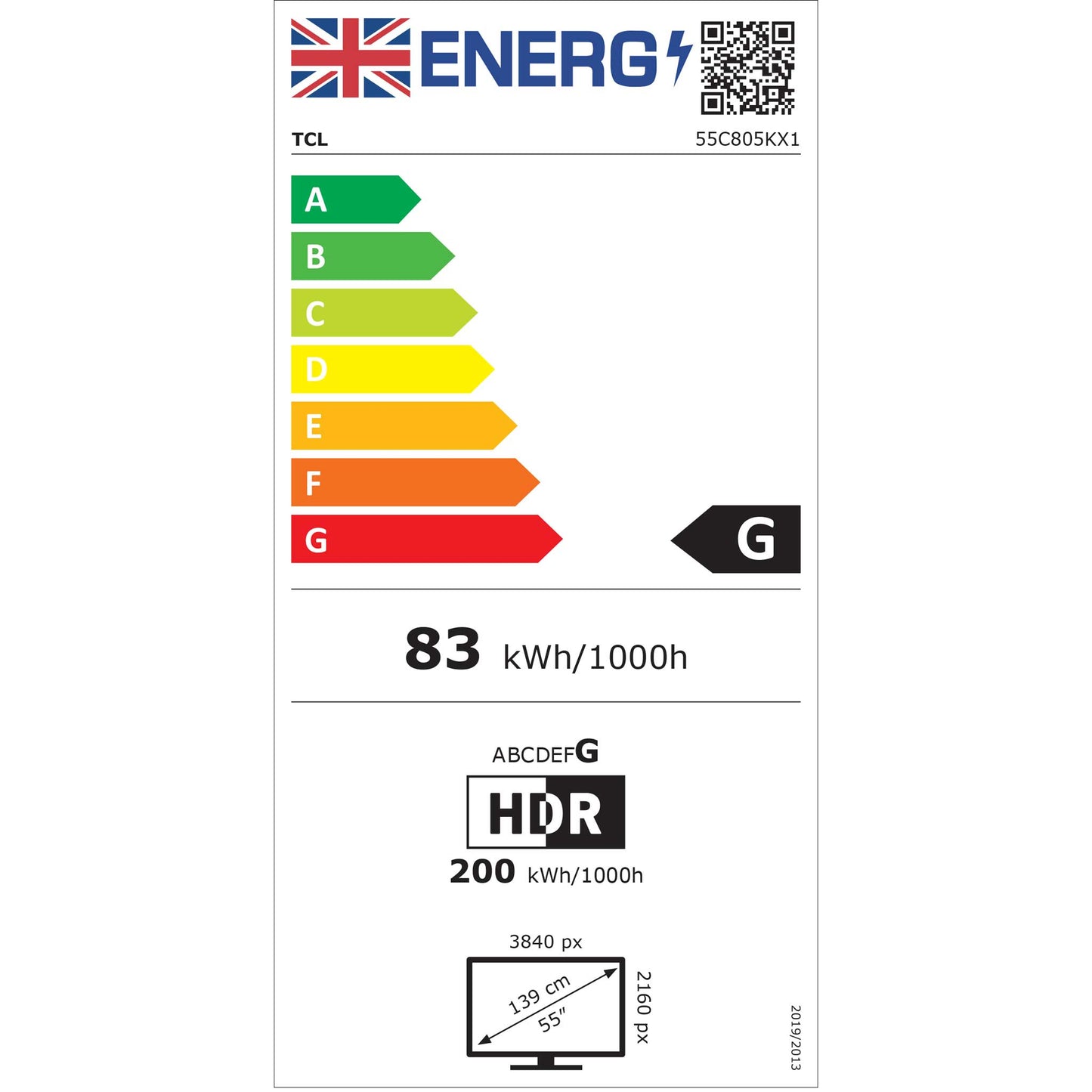 TCL 55C805K Energy Label