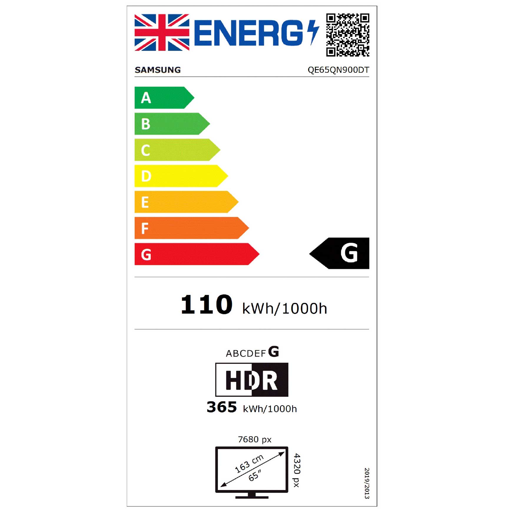 Samsung QE65QN900D Energy Label