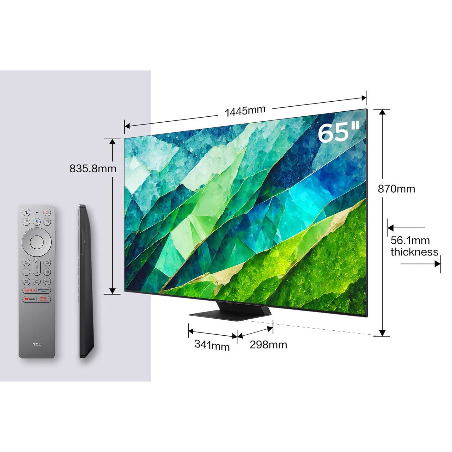 TCL 65C855K Dimensions