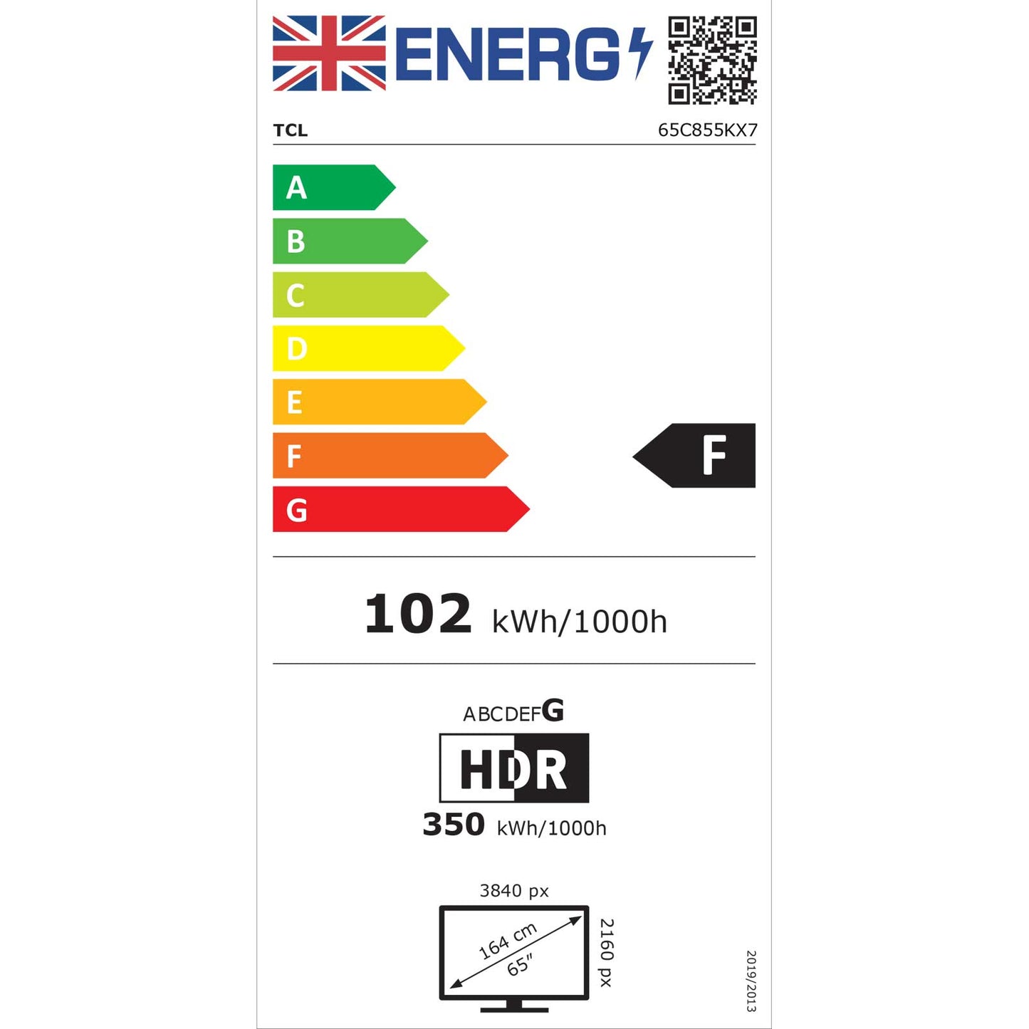 TCL 65C855K Energy Label