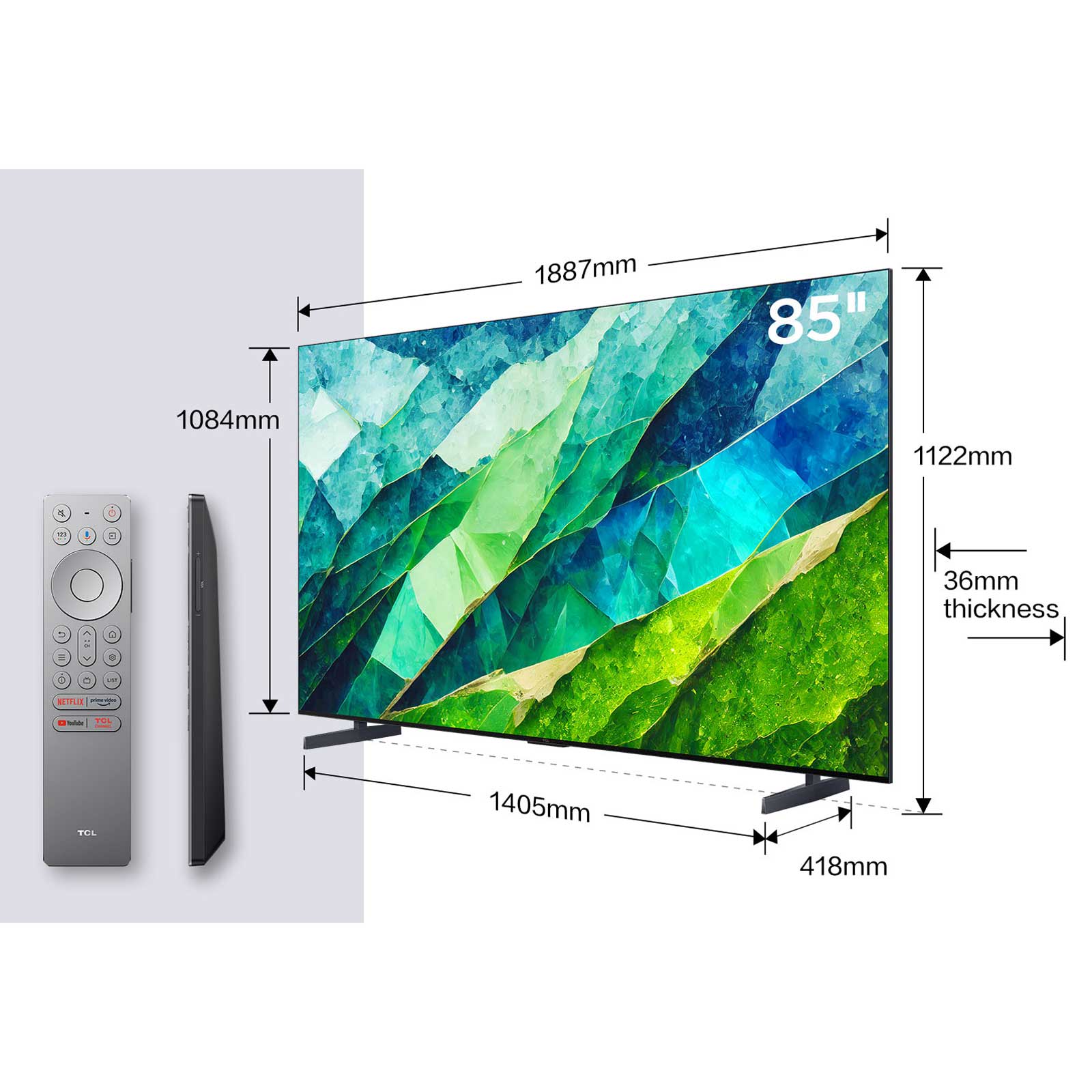 TCL 85C855K Dimensions