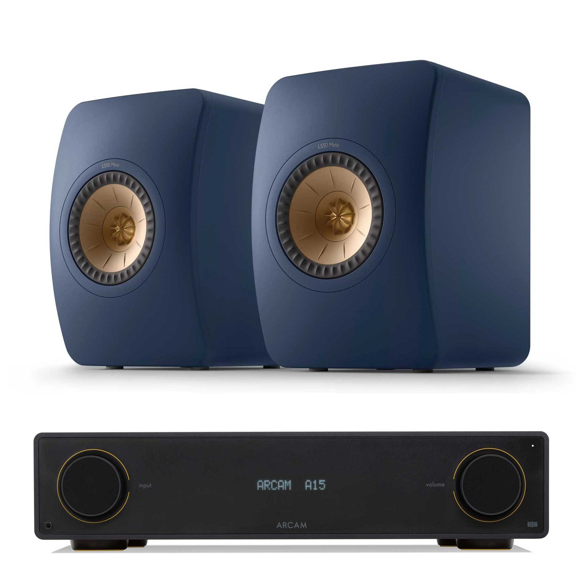 Arcam A15 with KEF LS50 Meta Royal Blue