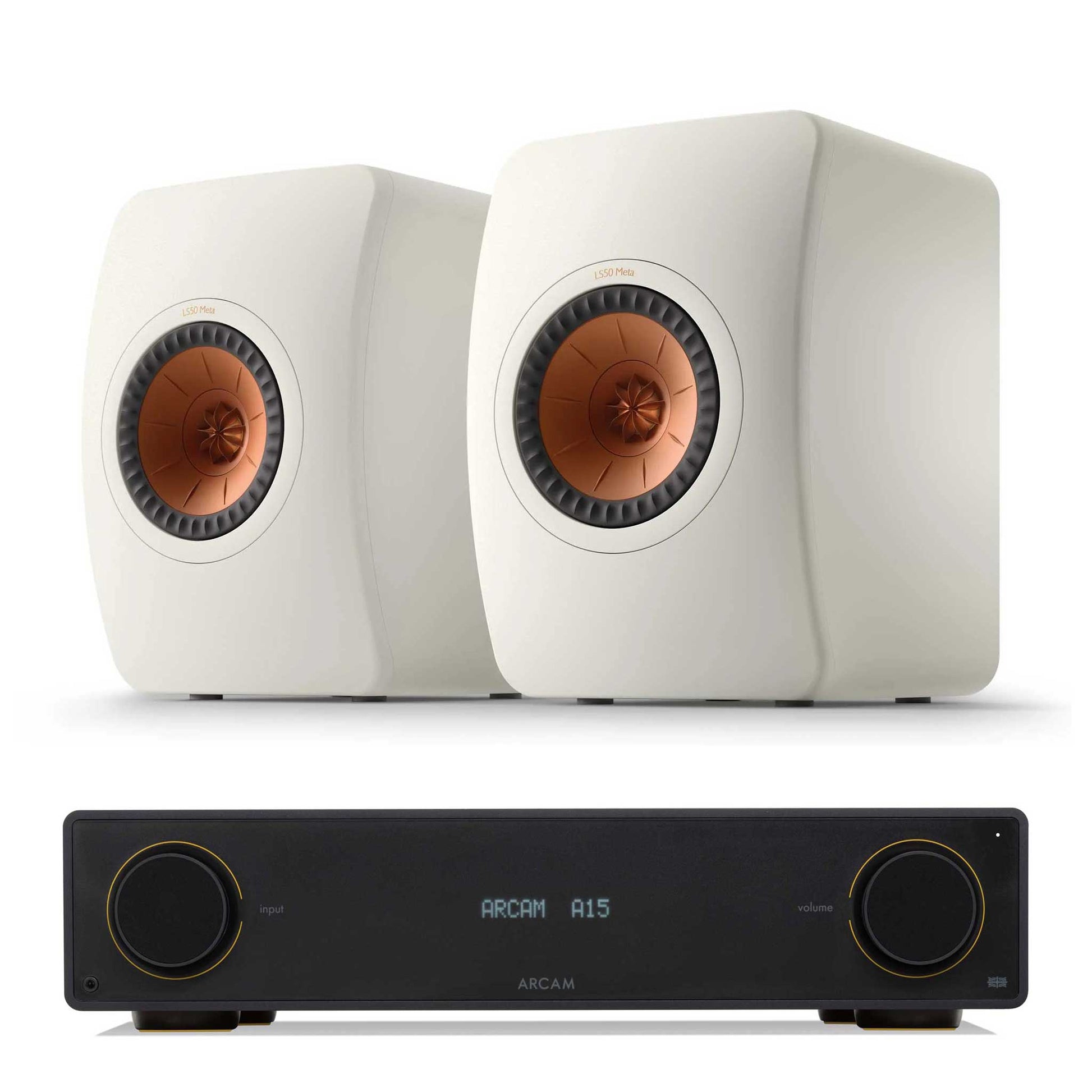 Arcam A15 with KEF LS50 Meta Mineral White