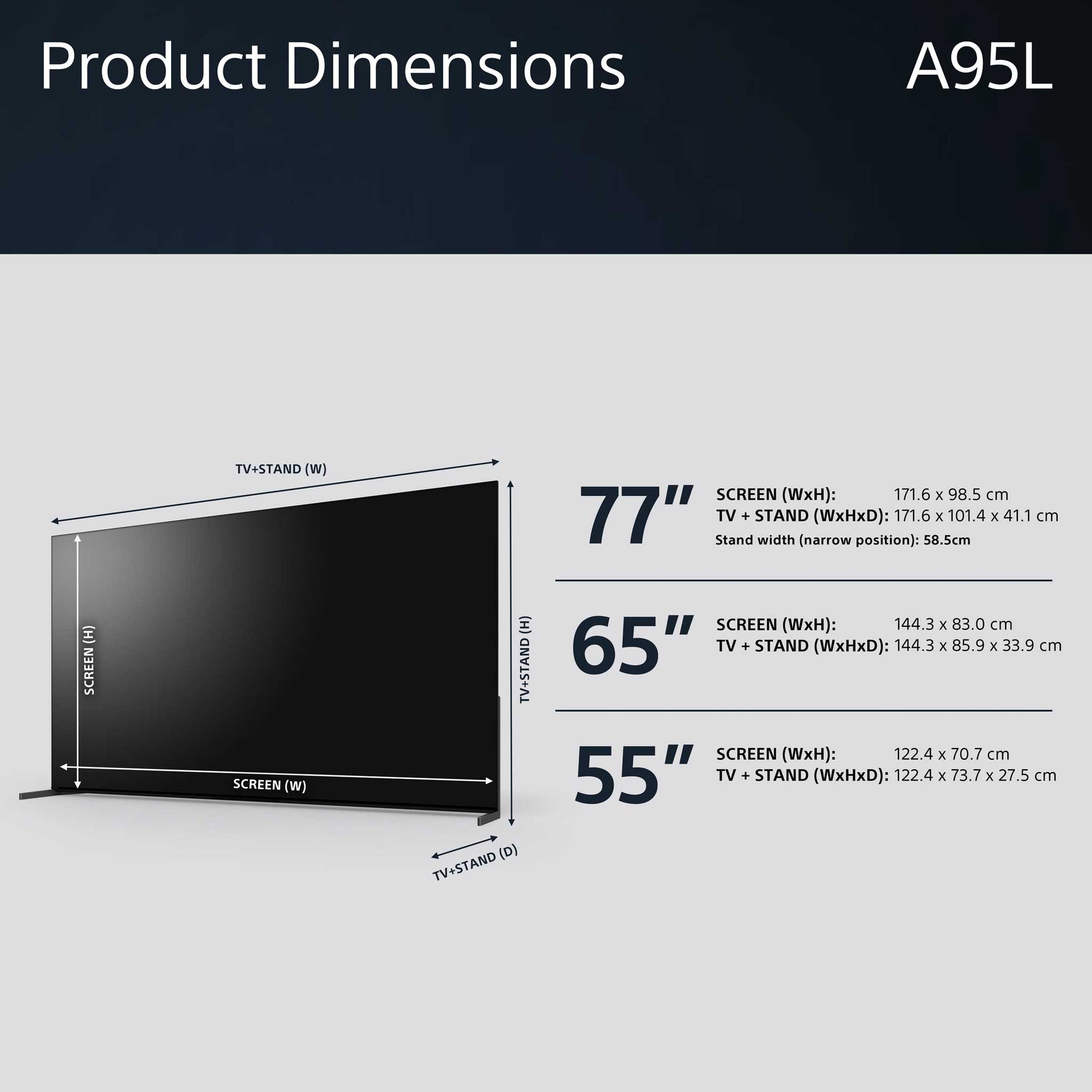 Sony BRAVIA A95L Dimensions