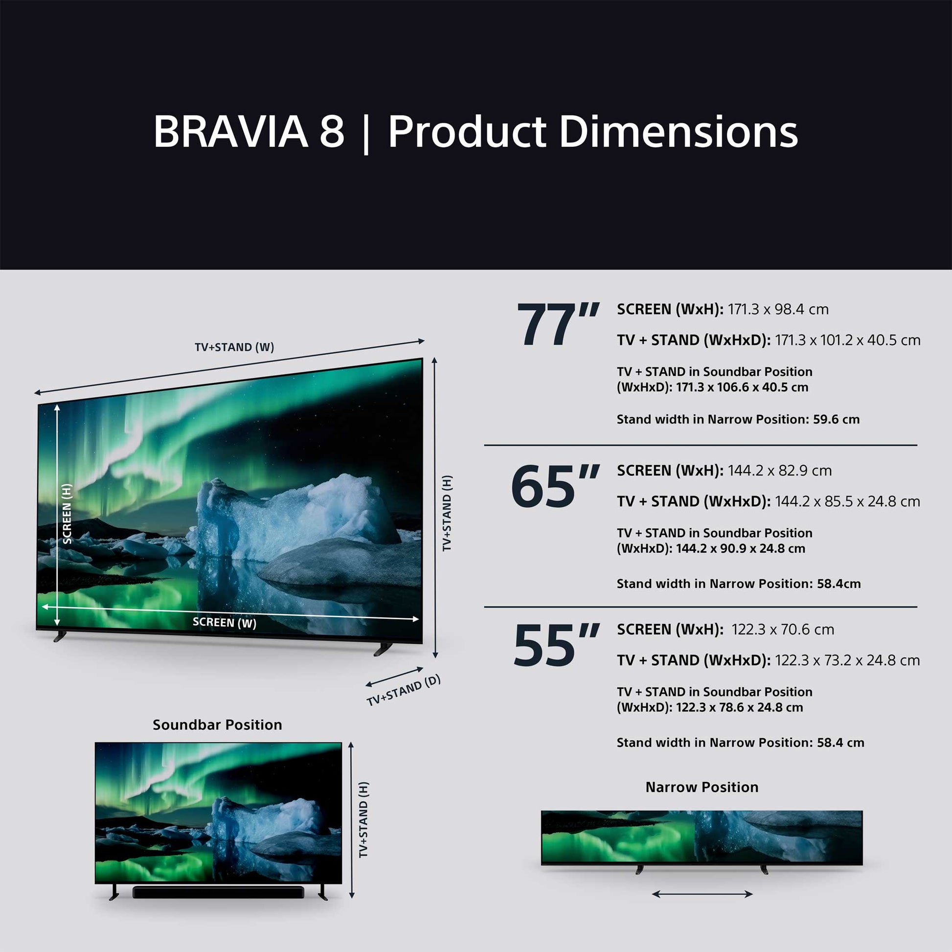 Sony BRAVIA 8 Dimensions