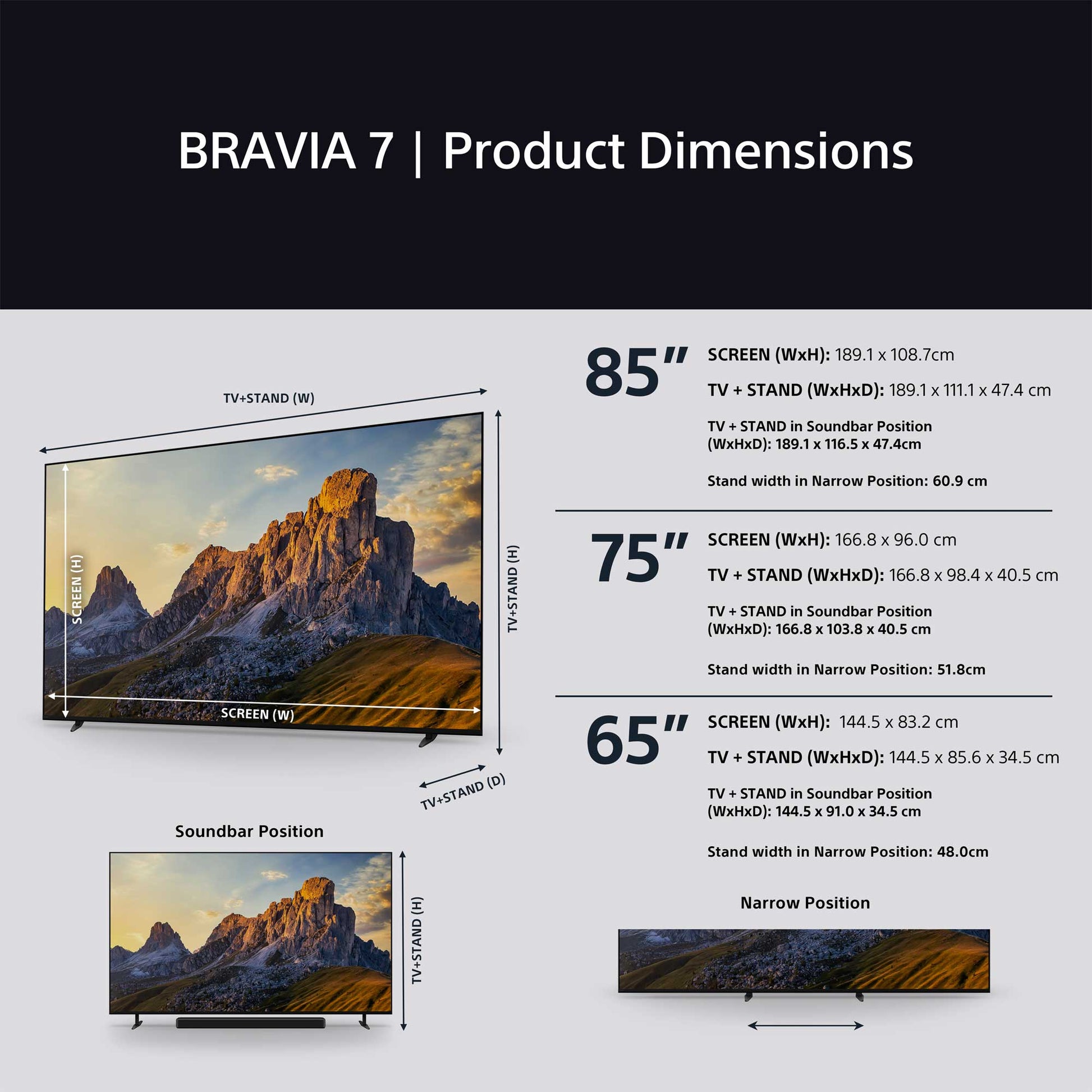 Sony BRAVIA 7 Dimensions