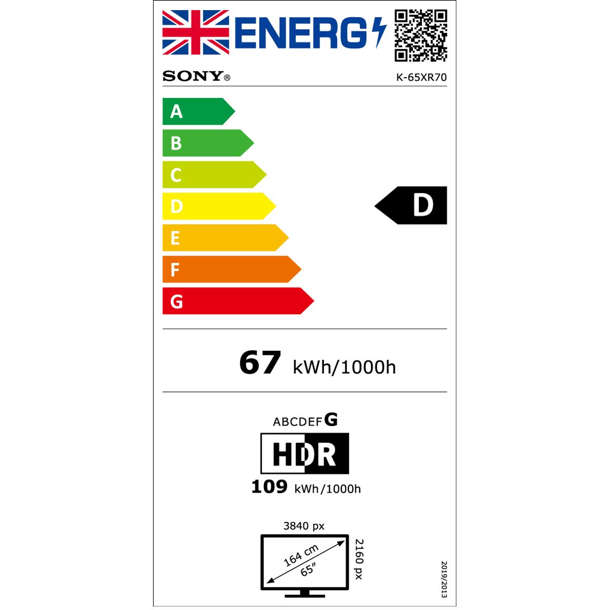 Sony BRAVIA 7 65 Energy Label