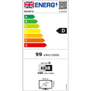 Sony BRAVIA 9 85" Energy Label