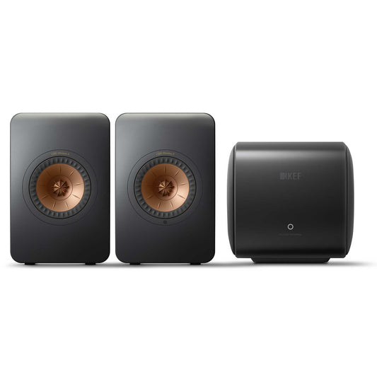 KEF LS50 Wireless II Speakers with KC62 Subwoofer Carbon Black