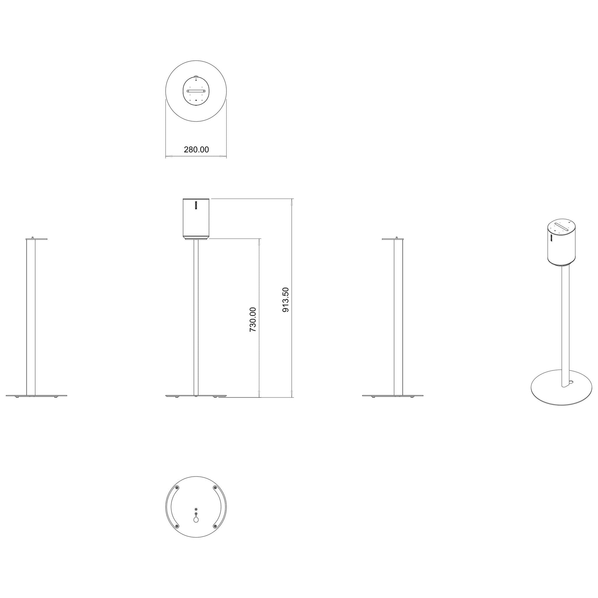 Mountson Era 100 Floor Stand Dimensions