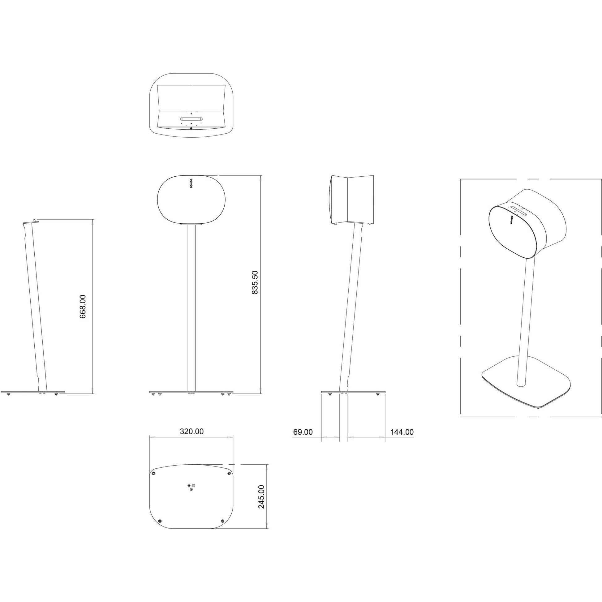 Mountson Era 300 Floor Stand Dimensions