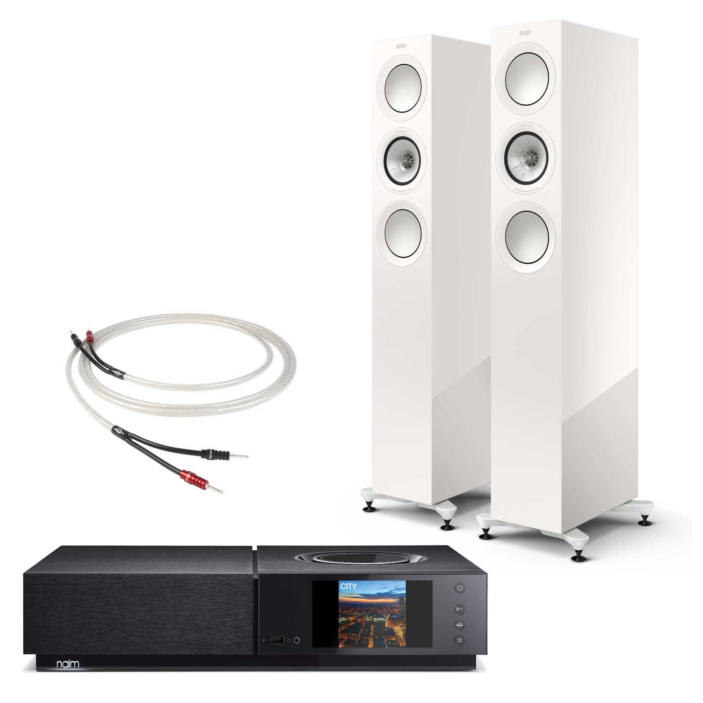 Naim Uniti Nova With KEF R5 Meta White Gloss