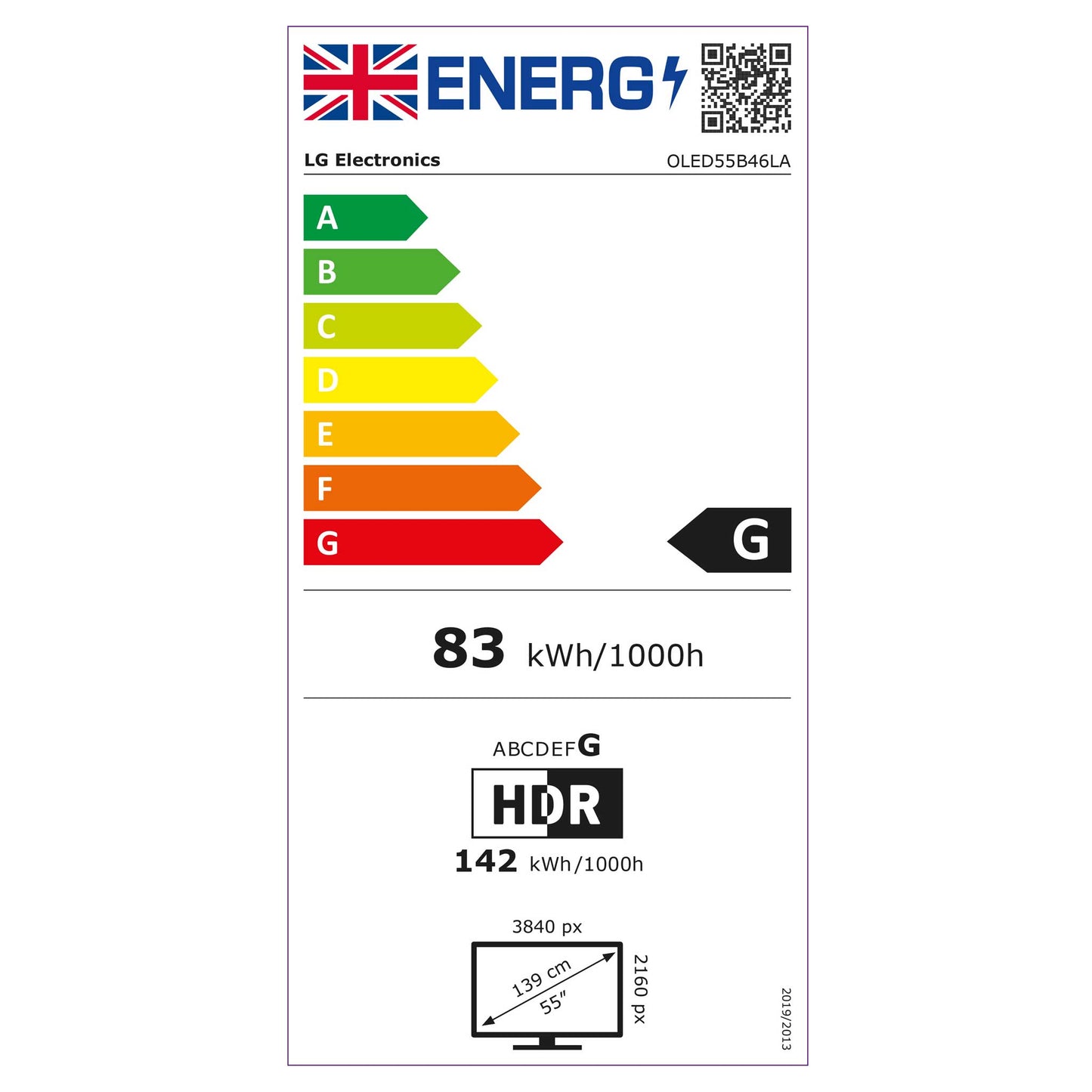 LG OLED55B46LA Energy Label