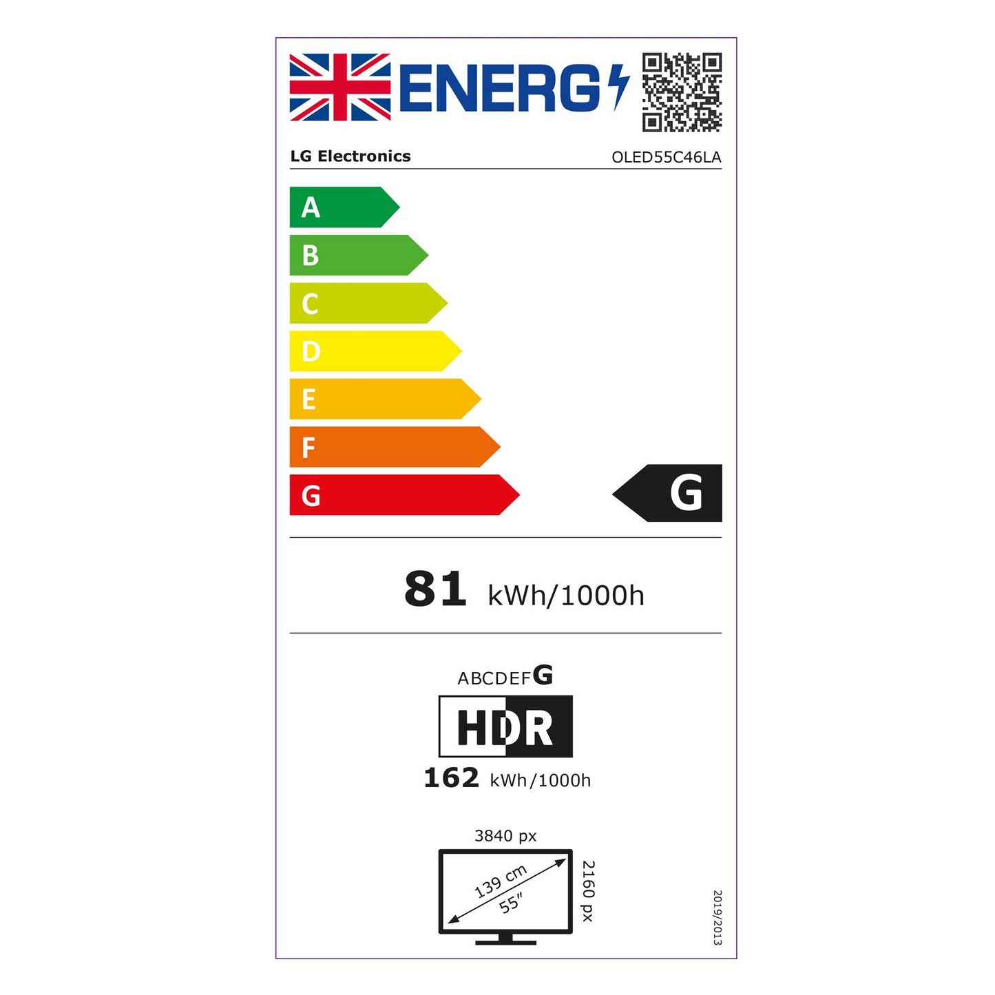 LG OLED55C46LA energy label