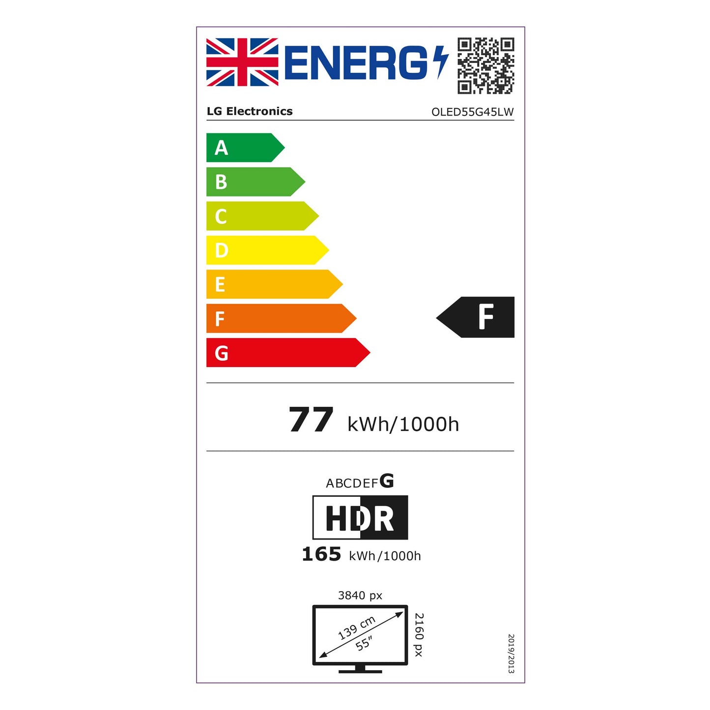 LG OLED55G45LW Energy Label