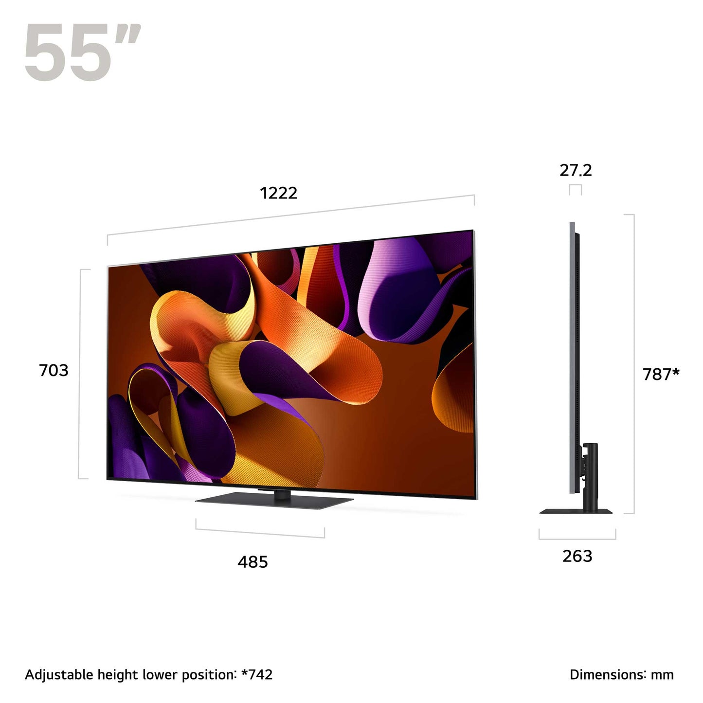 LG OLED55G46LS Dimensions