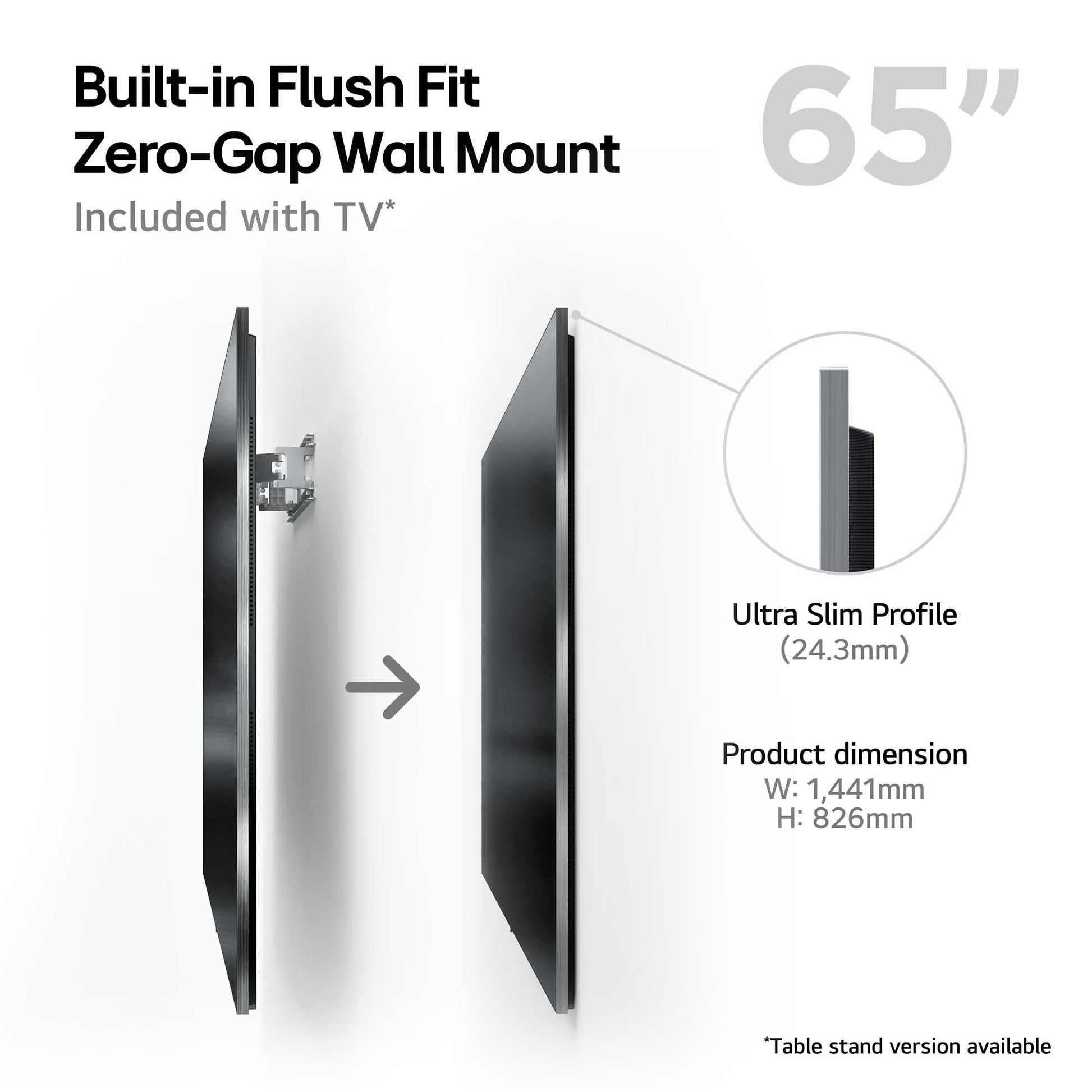 LG OLED65G45LW Zero-Gap Wall Mount