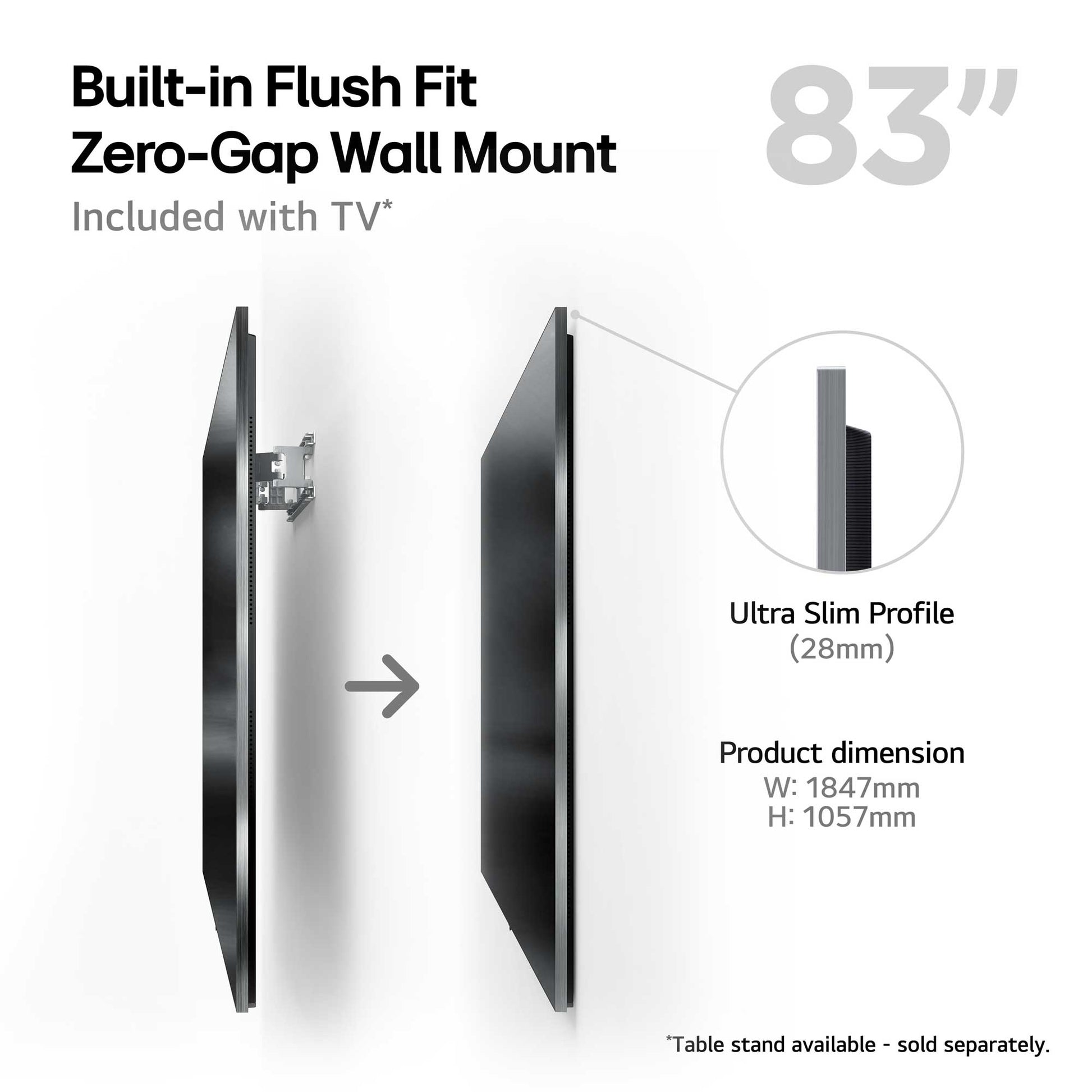 LG OLED83G45LW Zero_gap Wall Mount