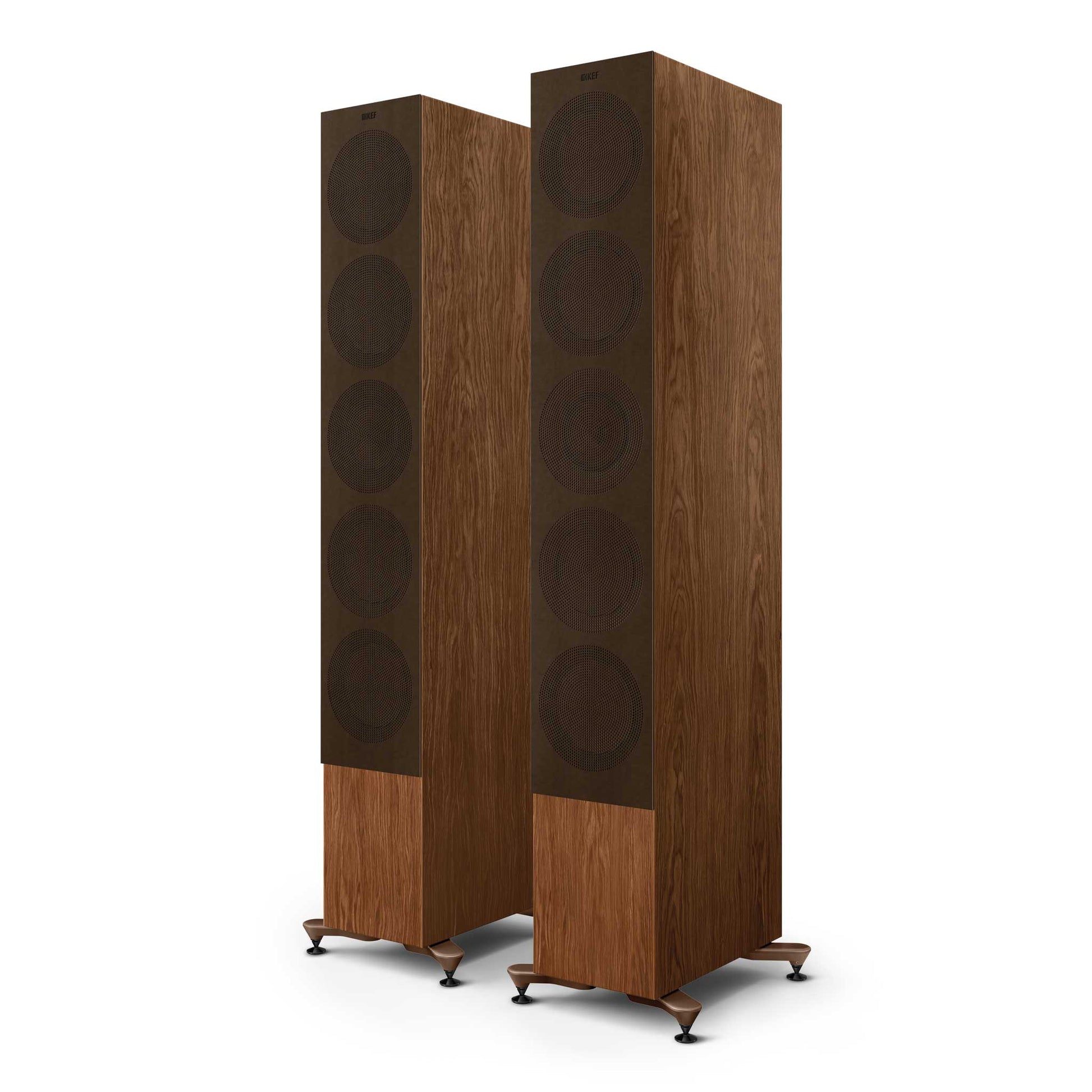 KEF R11 Meta Walnut Grilles On