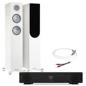 Arcam A25 with Monitor Audio Silver 200 Satin White