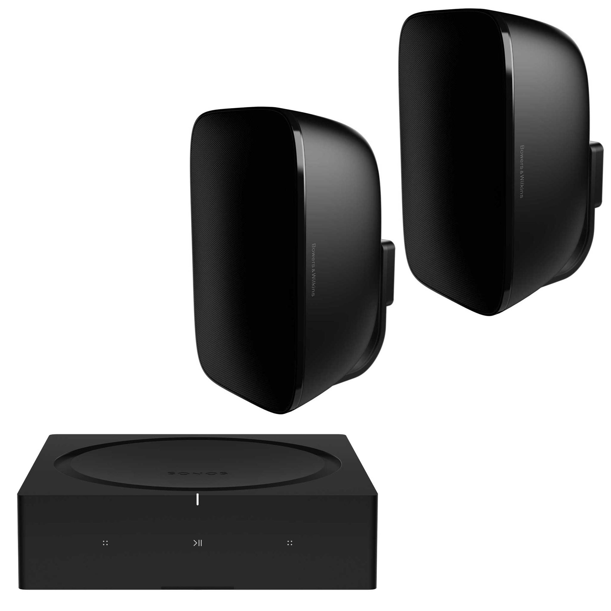 Sonos Amp with Bowers & Wilkins AM1 Outdoor Speakers Black (pair)