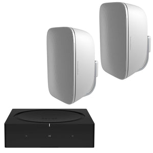 Sonos Amp with Bowers & Wilkins AM1 Outdoor Speakers White (pair)