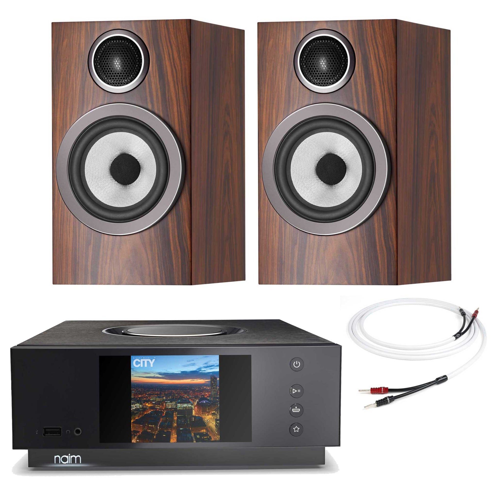 Naim Uniti Atom With Bowers & Wilkins 707 S3 Speakers Mocha