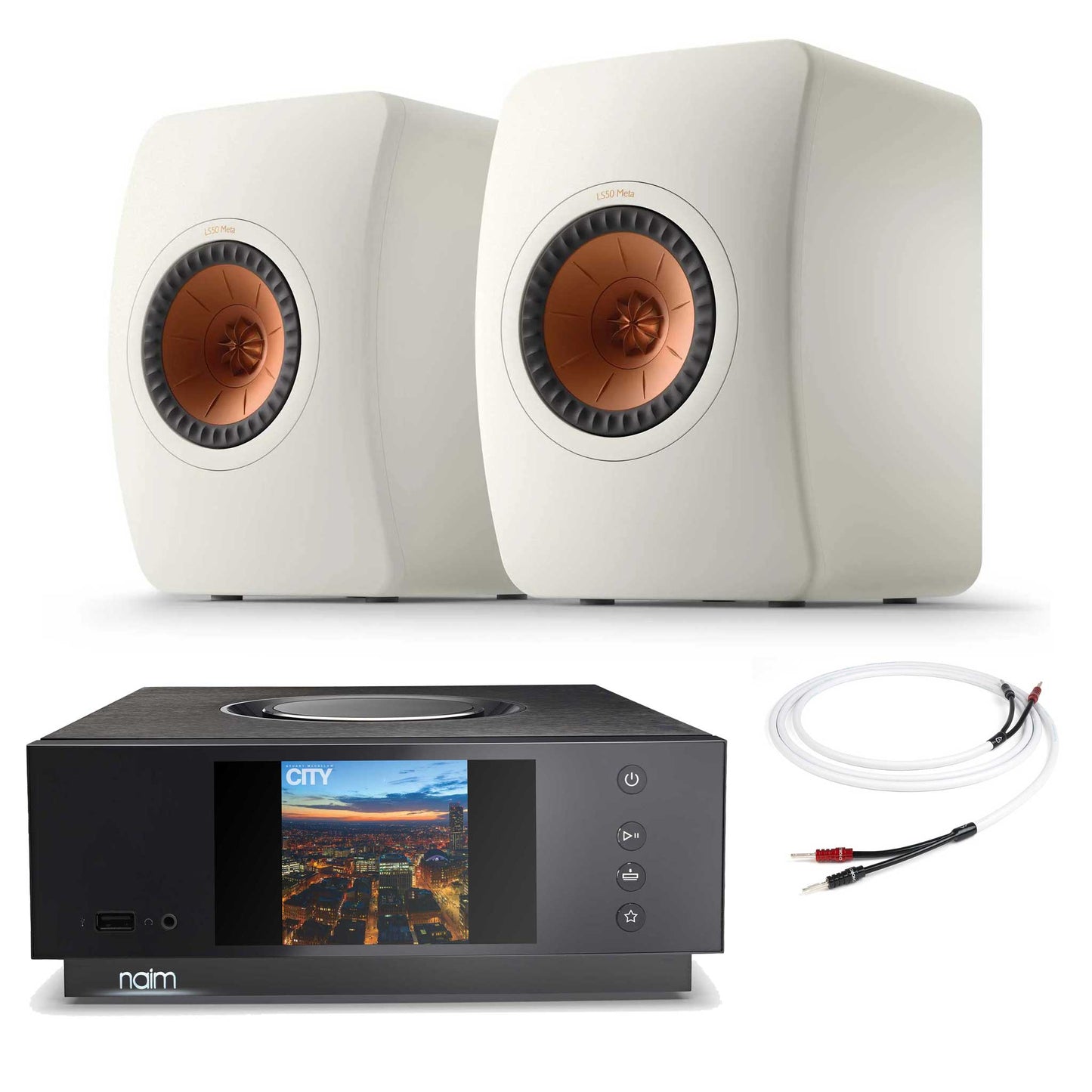 Naim Uniti Atom With KEF LS50 Meta Mineral White