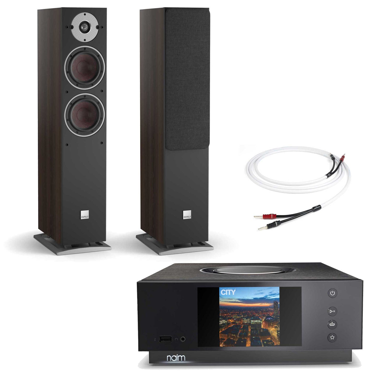 Naim Uniti Atom With Dali Oberon 5 Speakers Dark Walnut