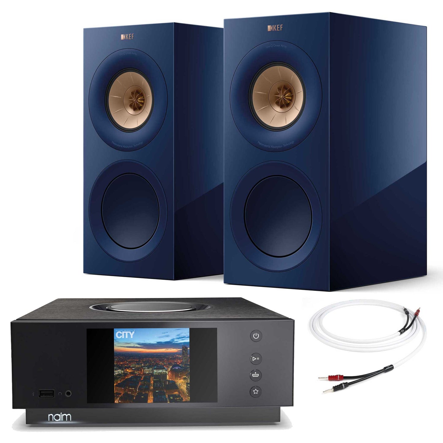 Naim Uniti Atom With KEF R3 Meta Indigo Gloss