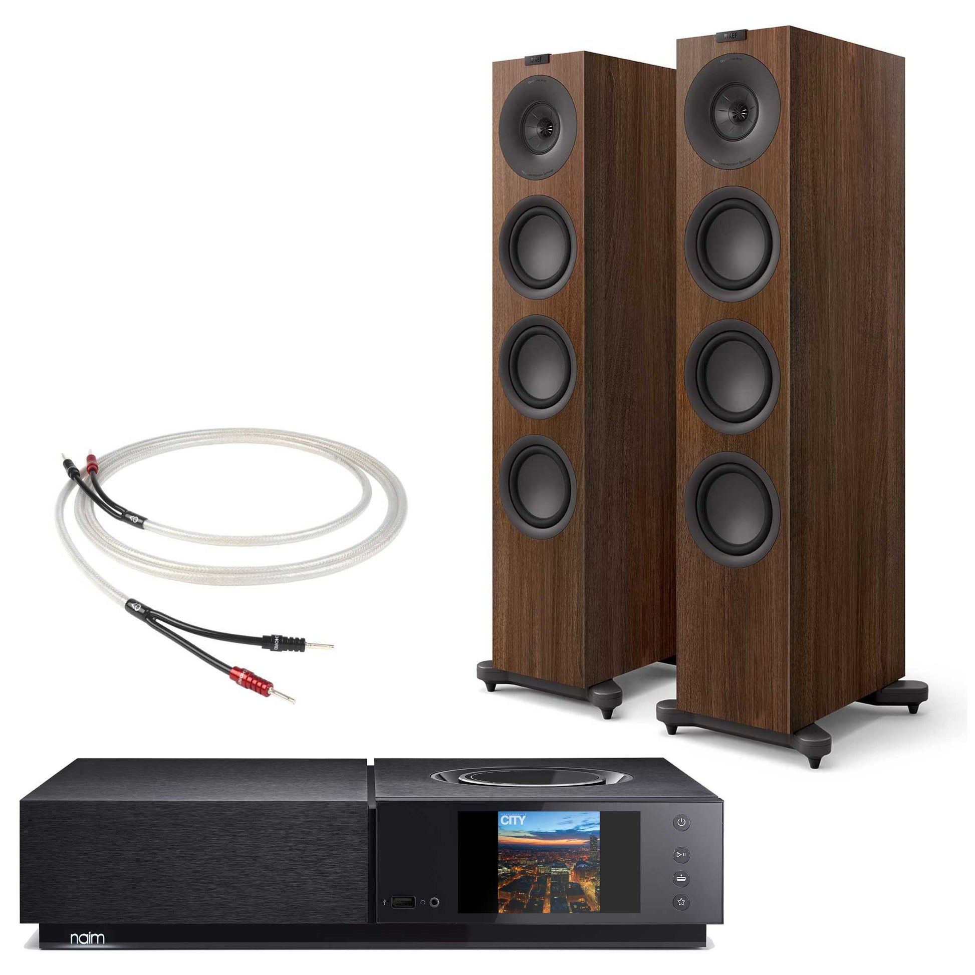 Naim Uniti Nova with KEF Q11 Meta Floorstanding Speakers Walnut