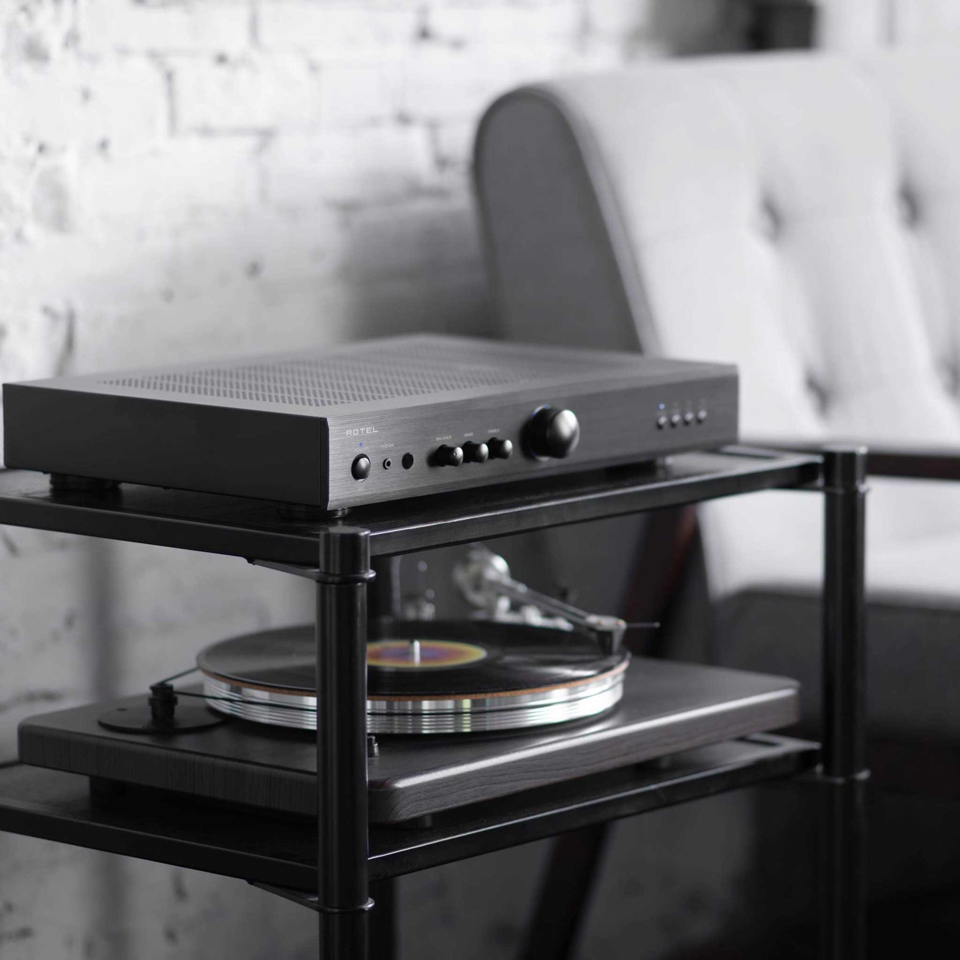 Rotel A8 Black On Hi-Fi Rack