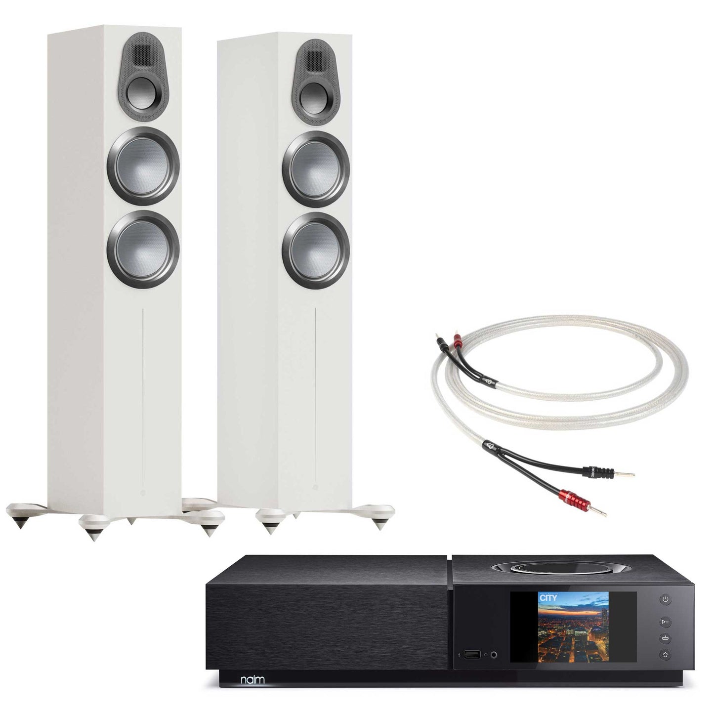 Naim Uniti Nova with Monitor Audio Gold 300 6G Speakers Satin White